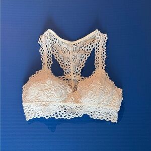Aerie Women’s Ivory Floral Lace Lined Cups Bralette Sz SP